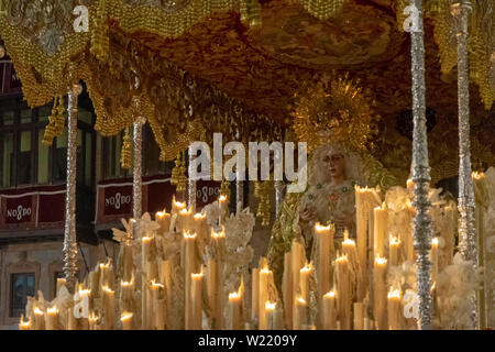 Step of palio de la Esperanza Macarena, Holy Week in Seville Stock Photo