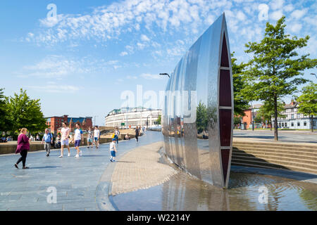 The Cutting Edge Fountain outside the railway station Sheaf Square Sheffield South Yorkshire England UK GB Europe Stock Photo