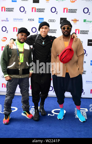 The Black Eyed Peas, apl.de.ap, Taboo and will.i.am (left to right) attending the O2 Silver Clef Awards at the Grosvenor House Hotel, London. Stock Photo