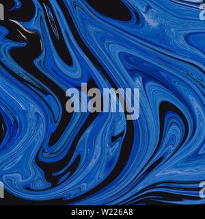 Oil paint beautiful mixup of blue and black colors - perfect cool art background or wallpaper Stock Photo