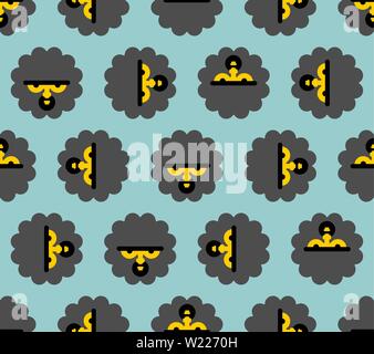 Caveman face pattern seamless. Prehistoric man background . Ancient man Stock Vector