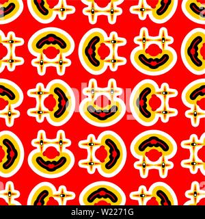 Clown makeup face pattern seamless. funster mask background Stock Vector