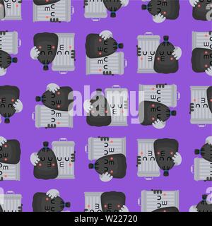 Trashcan and garbage bag pattern seamless. Trash can and black sack background. Rubbish ormanent. Vector texture Stock Vector