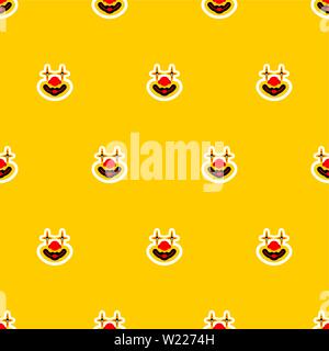 Clown makeup face pattern seamless. funster mask background Stock Vector