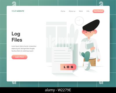 Computer Log File Illustration Concept. Modern design concept of web page design for website and mobile website.Vector illustration EPS 10 Stock Vector