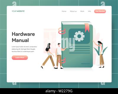 Hardware Manual Book Illustration Concept. Modern design concept of web page design for website and mobile website.Vector illustration EPS 10 Stock Vector