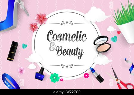 Beautiful Cosmetic and Beauty Vector Background Illustration Stock Vector