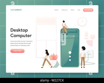 Desktop Computer Illustration Concept. Modern design concept of web page design for website and mobile website.Vector illustration EPS 10 Stock Vector