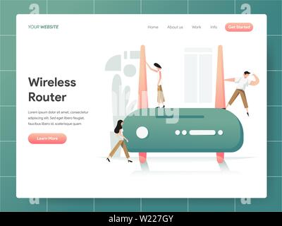 Wireless Router Illustration Concept. Modern design concept of web page design for website and mobile website.Vector illustration EPS 10 Stock Vector