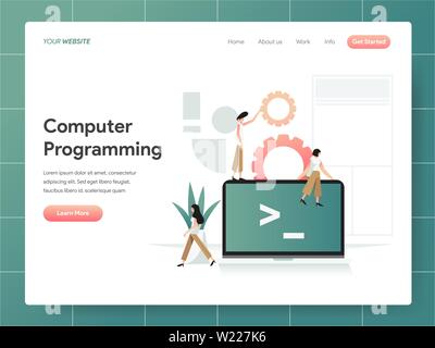 Computer Programming Illustration Concept. Modern design concept of web page design for website and mobile website.Vector illustration EPS 10 Stock Vector