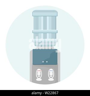 Water cooler with plastic cups. Clean water in the office. Flat illustration. Stock Vector