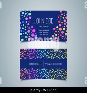 Abstract Colorful Retro Styled Business Card Template Creative Design, Back and Front Side - Illustration in Freely Editable Vector Format Stock Vector