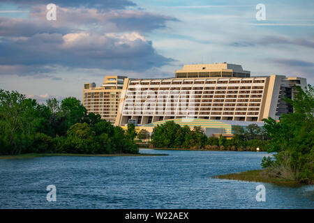 Orlando, Florida. June 03.  2019.  Panoramic view of Contemporary Resort in Walt Disney World area Stock Photo