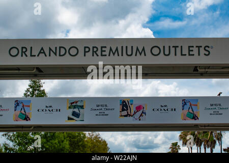 Orlando, Florida. June 6, 2019 . Orlando Vineland Premium Outlets, a Mediterranean inspired outdoor village in International Drive area Stock Photo