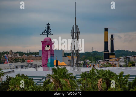 Orlando, Florida. June 13, 2019. Aerial view of Citywalk  at Universal Studios area 2 Stock Photo