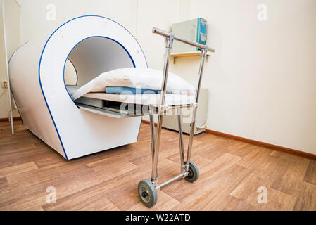 View of magnetic therapy machine in hospital. Healthcare equipment Stock Photo