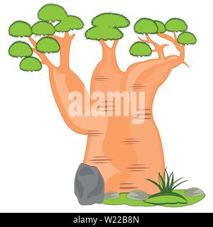 Cartoon bottled tree on white background is insulated Stock Vector