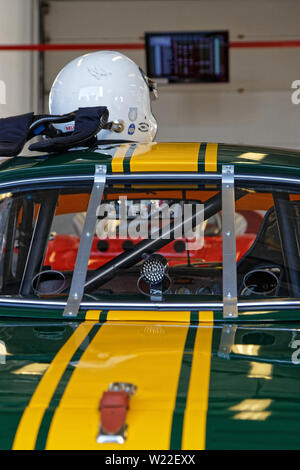 MAGNY-COURS, FRANCE, June 29, 2019 : In the pits. French Historic Grand Prix takes place on Magny-Cours race track every two years. Stock Photo