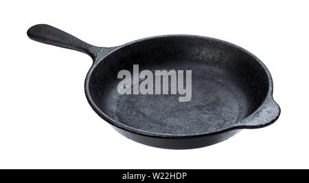 Old cast iron pan isolated on white background with clipping path Stock Photo