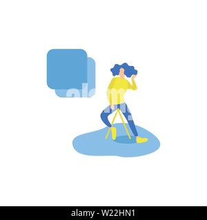 Flat Design Illustration of a Woman Looking the Tasks., Business Activities Tasks Stock Vector