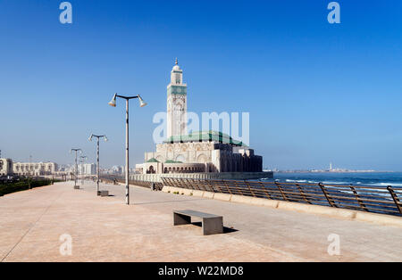 Panoramic Views of Hassan II Mosque in Casablanca, Morocco. Stock Photo