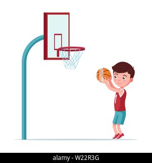 Sports Coloring Book: a Basketball Boy Throws a Ball into a