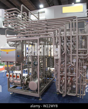 Tubular Aseptic UHT Pasteurizer with Vacuum Deaerator Stock Photo