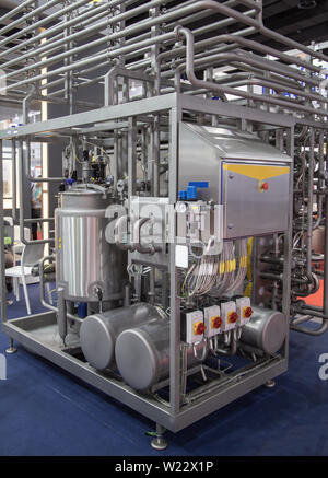 Tubular Aseptic UHT Pasteurizer with Vacuum Deaerator Stock Photo