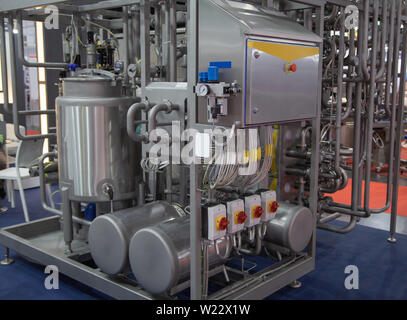 Tubular Aseptic UHT Pasteurizer with Vacuum Deaerator Stock Photo