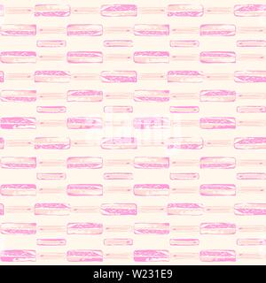 Hand drawn textured rectangles in hues of pastel pink creating a painterly effect. Seamless geometric vector pattern on cream background. Great for Stock Vector