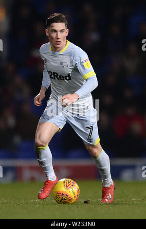 Harry Wilson of Derby County - Ipswich Town v Derby County, Sky Bet Championship, Portman Road, Ipswich - 13th February 2019  Editorial Use Only - DataCo restrictions apply Stock Photo