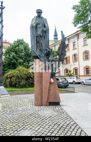 Statue of Jozef Pilsudski First Field Marshall, situated in Krakow, Poland,Europe. Stock Photo
