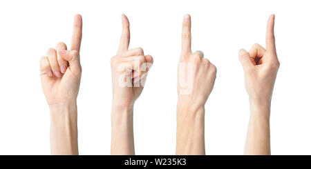 a collage of hands showing number one, isolated on white background Stock Photo