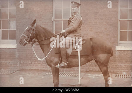 Vintage Photograph Showing a Mounted British Army Soldier From The Royal Artillery.