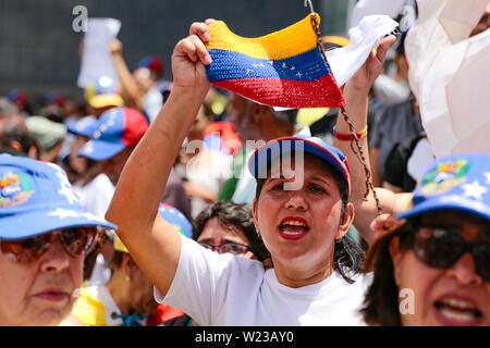 Caracas, Venezuela. 05th July, 2019. Juan Guaido, self-proclaimed ...