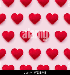 Flat view of valentines hearts on pink background. Symbol of love and Saint Valentine's Day concept. Stock Photo