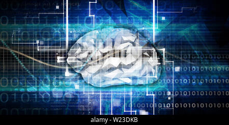 Futuristic Technology with Autonomous AI Brain Tech Stock Photo