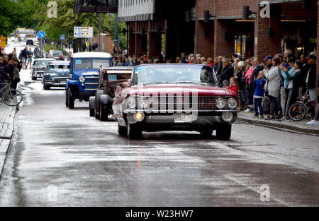 American cars cruising in Västerås city during Summer Meet - one of the biggest carshows in Europe Stock Photo