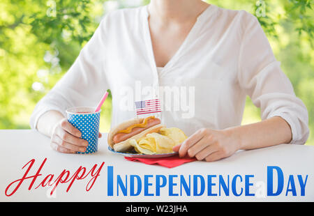 Celebrating an Independence day. Stars and Stripes. Young woman with