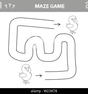 Puzzle for children, help to chicken find its way out of the maze - vector Stock Vector