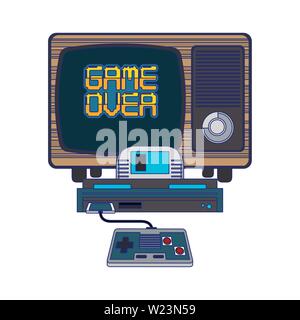 Retro videogame console blue lines Stock Vector Image & Art - Alamy