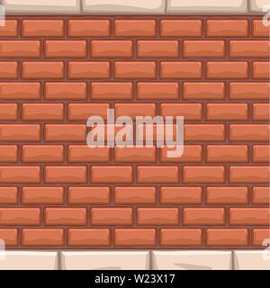 red bricks wall with white stones Stock Vector