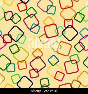 Seamless pattern. Contours of the intersecting colored squares. Colored background. Modern random colors. Ideal for textiles, packaging, paper printin Stock Vector