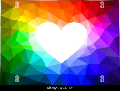 white heart on a abstract colorful polygons background Stock Vector