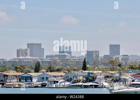 Boats moored in Newport Beach, California Stock Photo