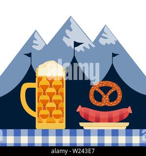 Hand drawn Oktoberfest flat color vector icon Stock Vector
