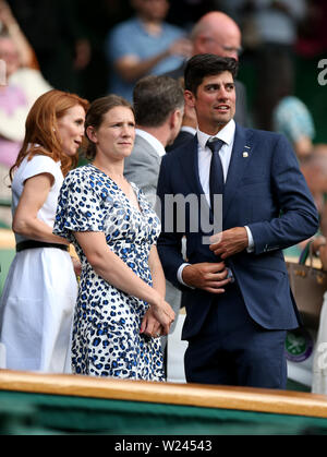 Former England cricket captain Sir Alastair Cook on day five of the Wimbledon Championships at the All England Lawn Tennis and Croquet Club, Wimbledon. Stock Photo