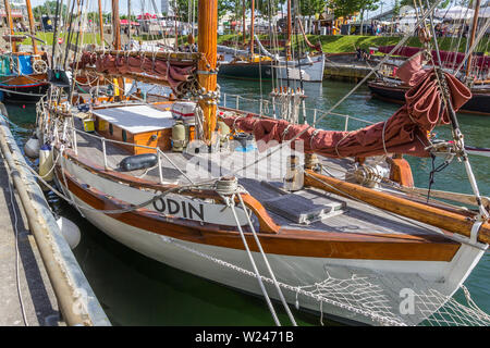 Old sailing ship at the Germaniahafen harbor in Kiel, Germany Stock Photo