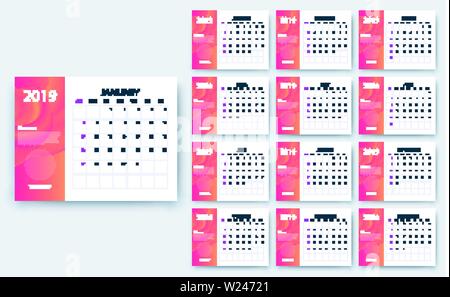simple calendar 2019 yesr, Stock vector design eps10. Stock Vector