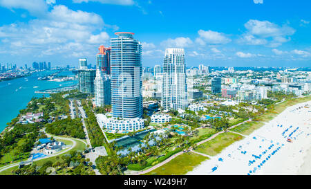 Aerial view city Miami Beach. South Beach. Florida. USA. Stock Photo